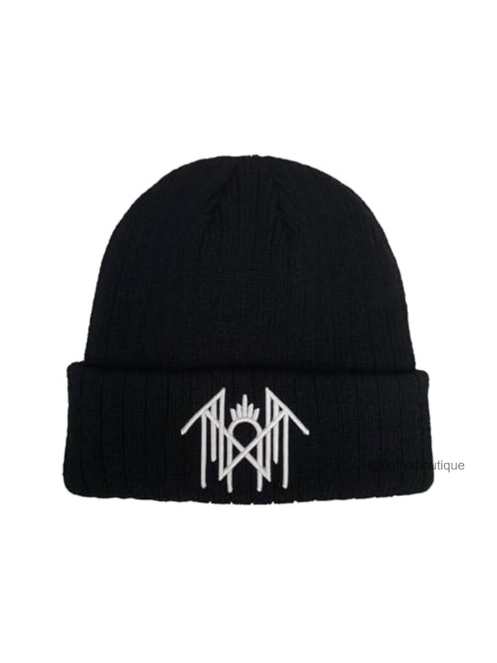 Sleep Token Sigil Embroidered Cuffed Knit Beanie Winter Hat